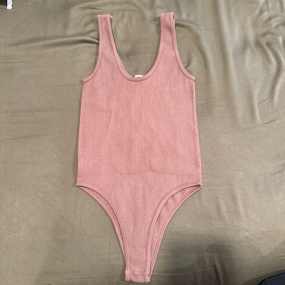 Zara Tan Ribbed Bodysuit